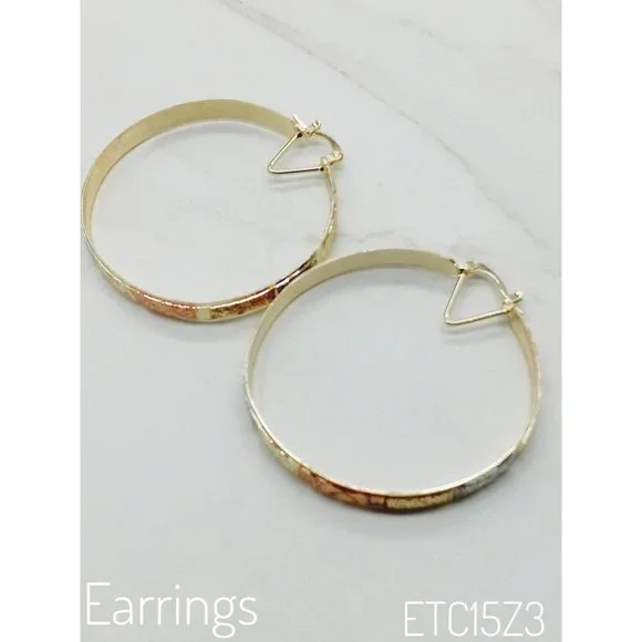 14K BRAZILIAN Gold Earrings, Hoop Earrings, Gold Filled Jewelry - Picture 5 of 5